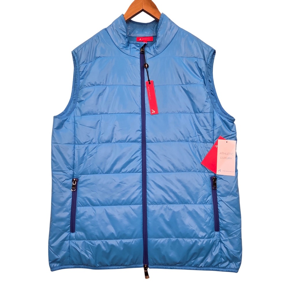NWT REDVANLY Bolton Vest Mens Large Malibu Blue Quilted Puffer‎ Full Zip R2395